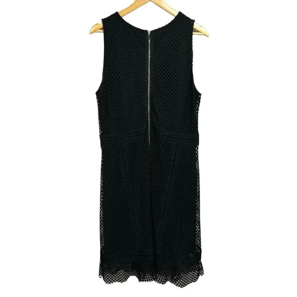 Alfani Black Sleeveless Dress Size 16 Net Mesh Fit Flare Stretch Zip Back Lined - Picture 2 of 5